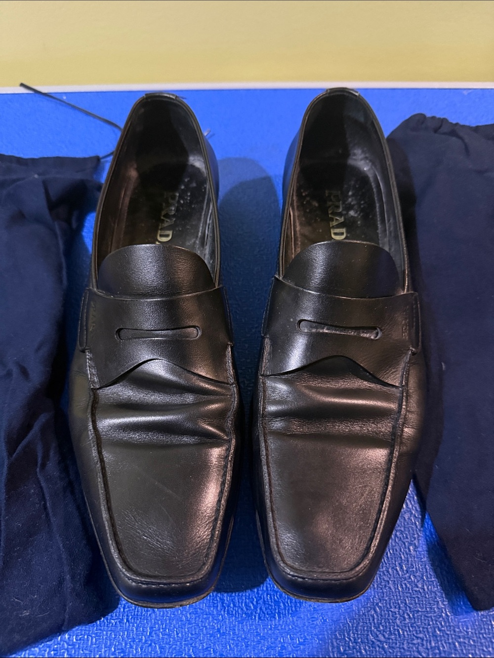 Prada Square Toe Penny Loafers
